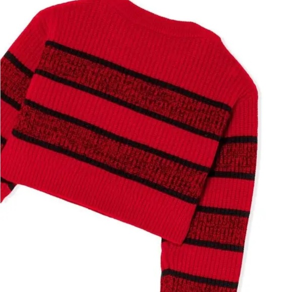 RE/DONE Cropped Striped sweater Red Black ribbed knit wool $395 M - Picture 4 of 9